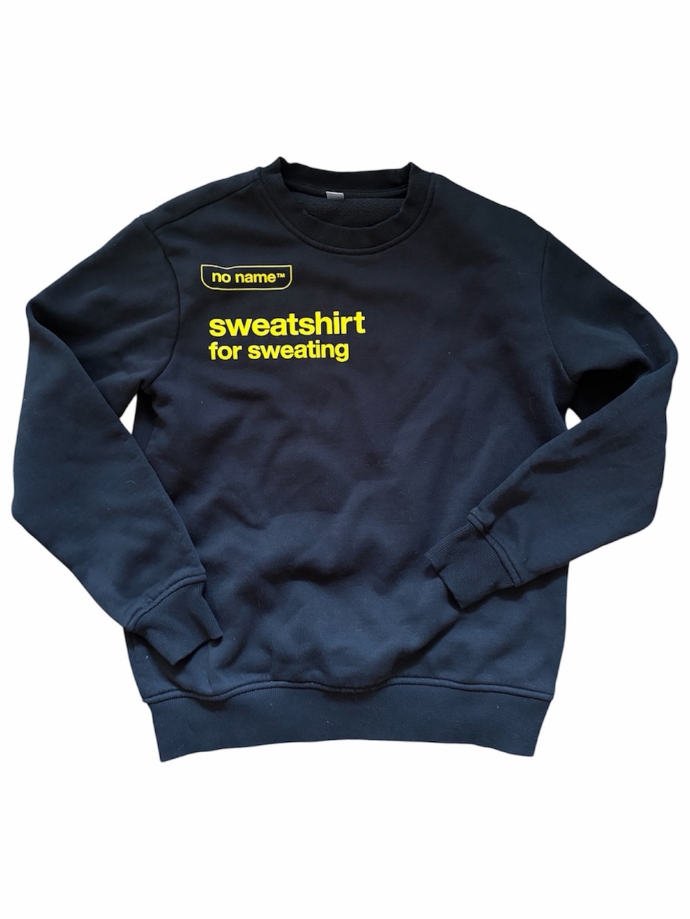No Name Black Sweatshirt For Sweating Graphic Crewneck Pullover Y2K Streetwear